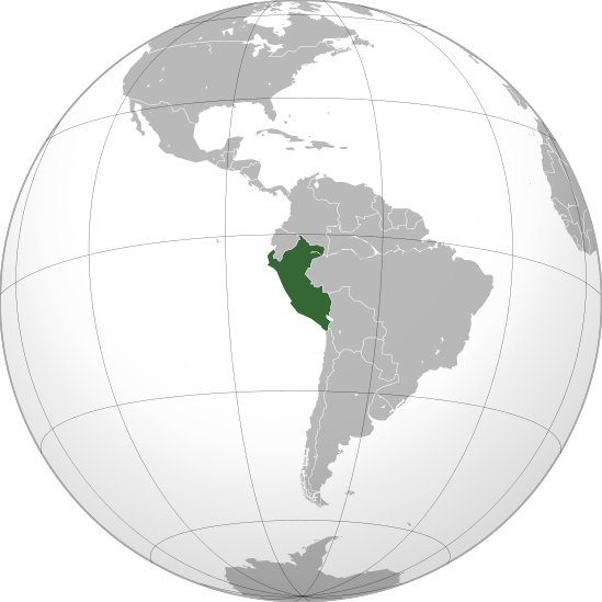 Peru - umístnění na mapě světa